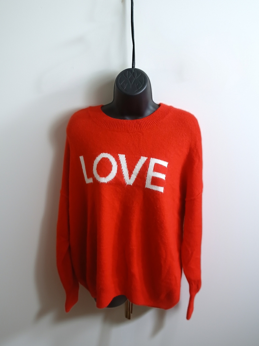 Vince Camuto Red Knit Sweater with WHITE 'LOVE' Graphic